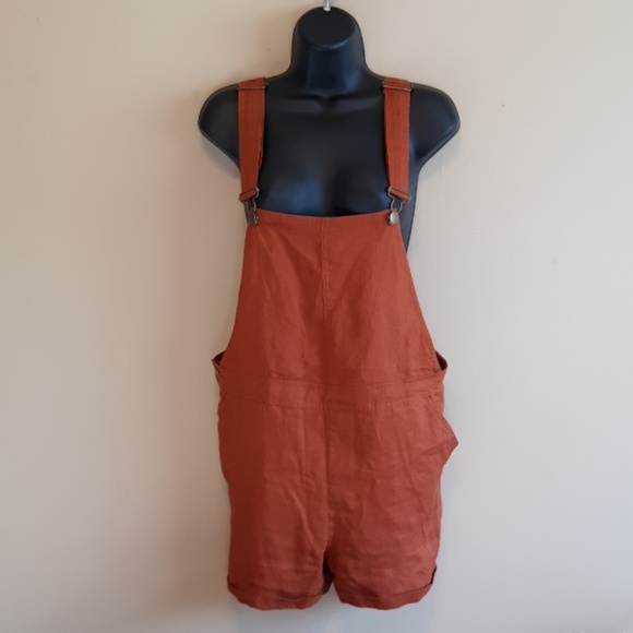 nicole miller linen overalls